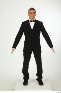 Steve Q black oxford shoes black trousers bow tie dressed smoking jacket smoking trousers standing whole body 0009.jpg